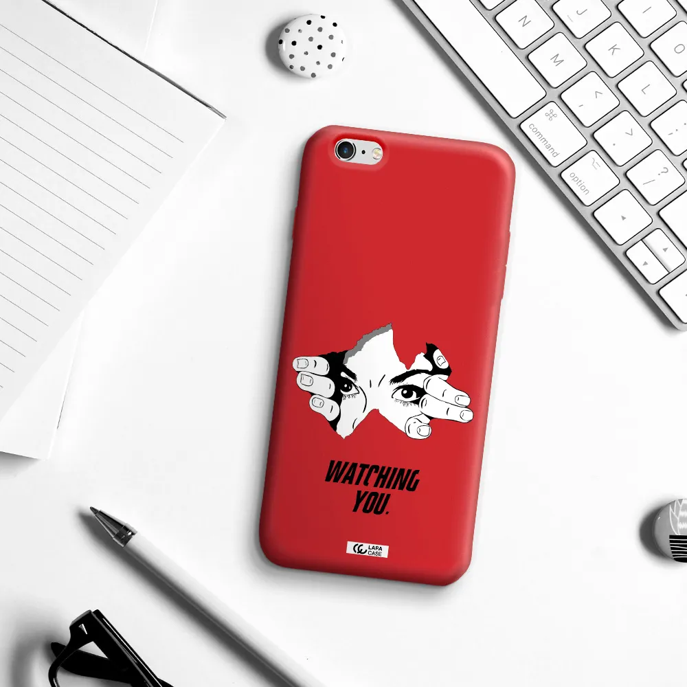 a hand with a hole in the wall Apple iPhone 6 plus Silicone Imperial Red Case