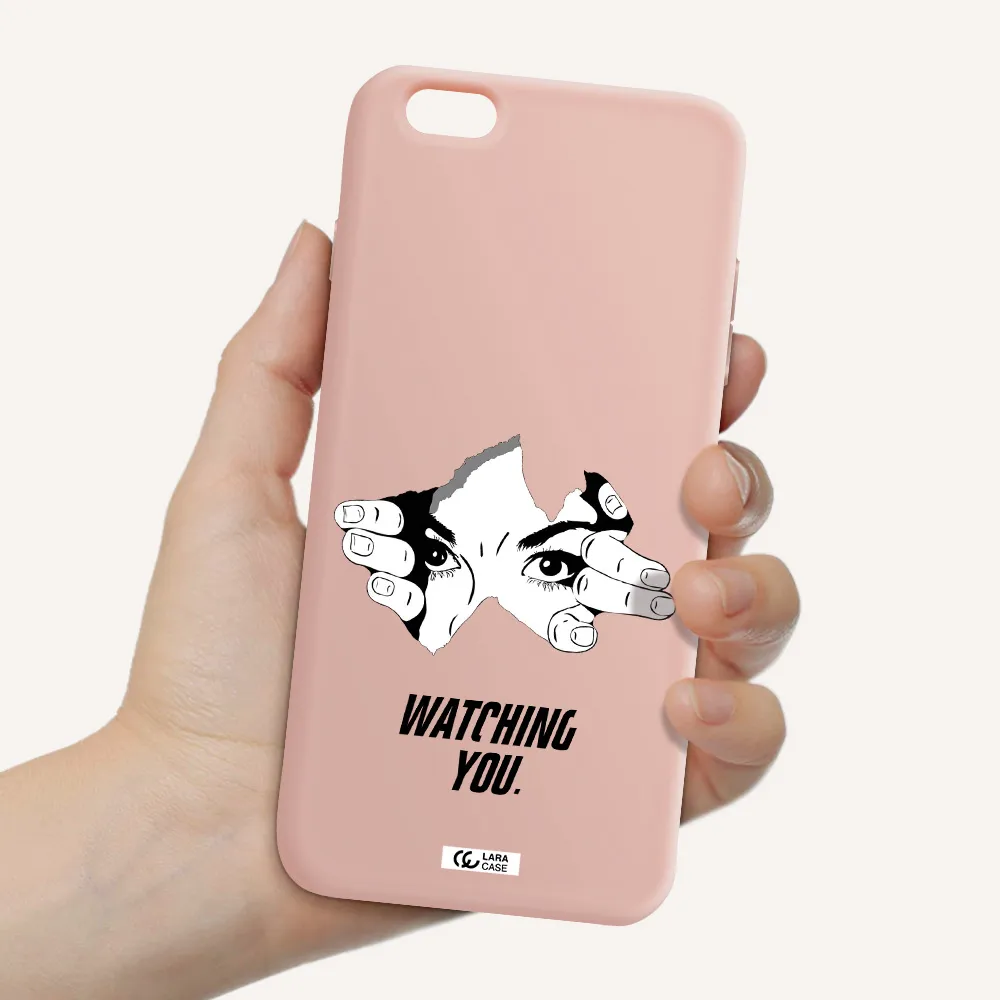 a hand with a hole in the wall Apple iPhone 6 plus Silicone pastel pink Case