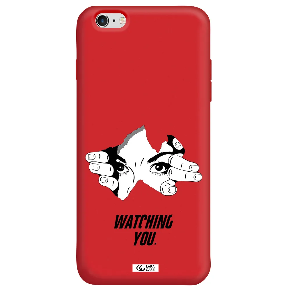 a hand with a hole in the wall Apple iPhone 6 s plus Silicone Imperial Red Case