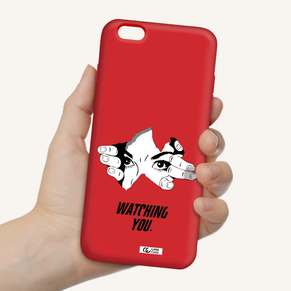 a hand with a hole in the wall Apple iPhone 6 s plus Silicone Imperial Red Case