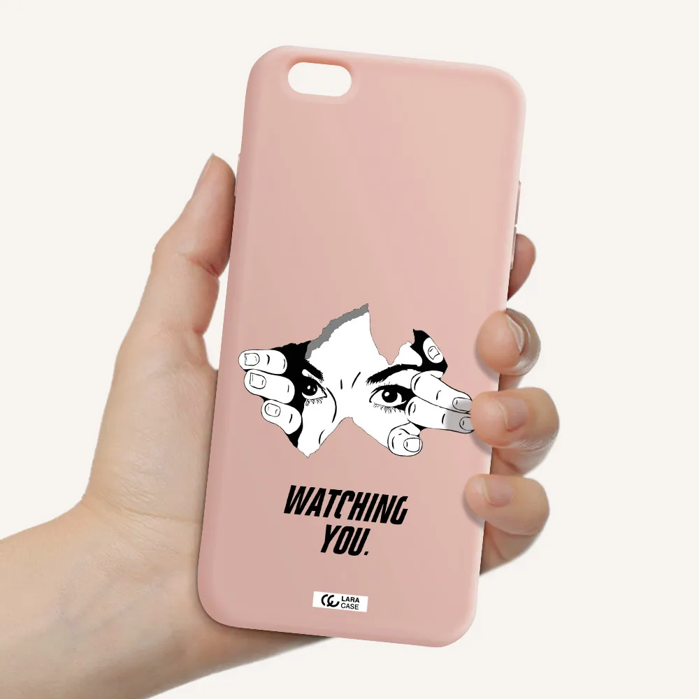 a hand with a hole in the wall Apple iPhone 6 s plus Silicone pastel pink Case