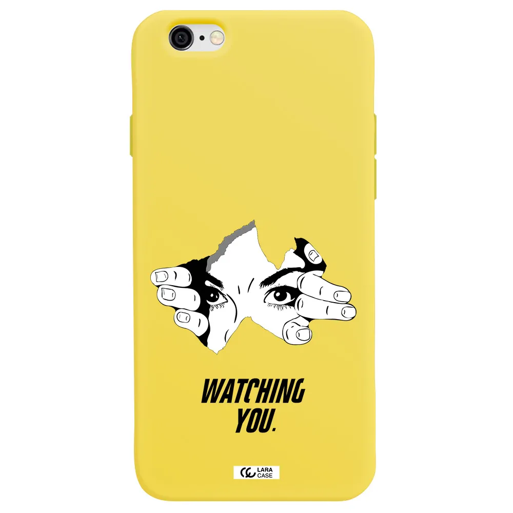 a hand with a hole in the wall Apple iPhone 6 Silicone canary yellow Case