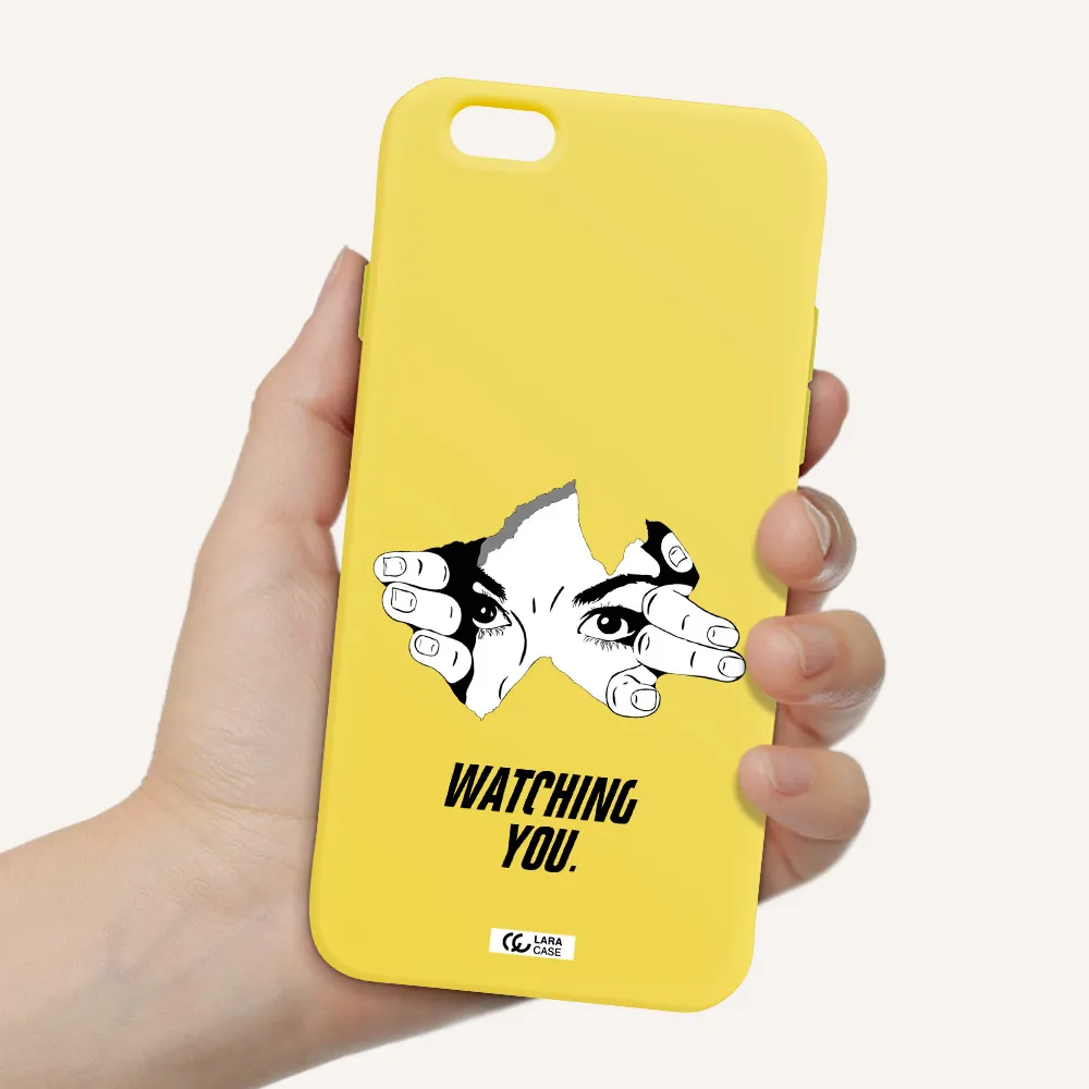 a hand with a hole in the wall Apple iPhone 6 Silicone canary yellow Case