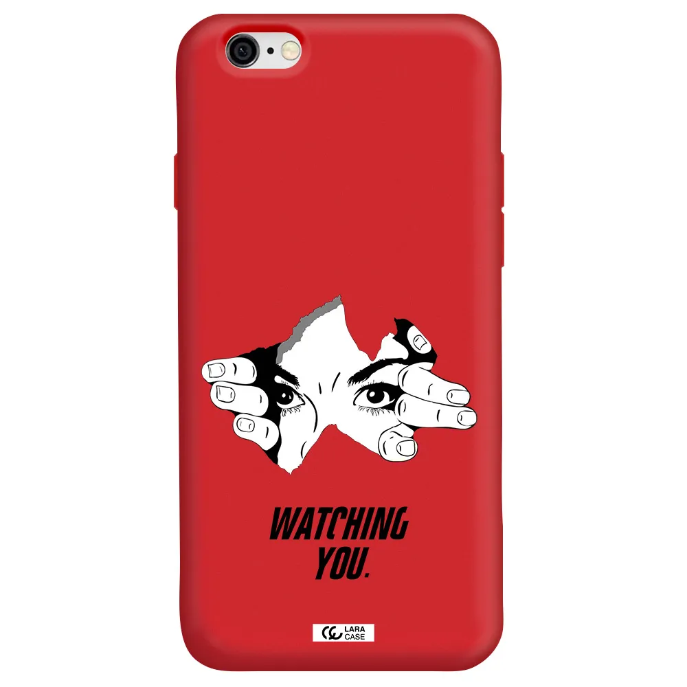 a hand with a hole in the wall Apple iPhone 6 Silicone Imperial Red Case