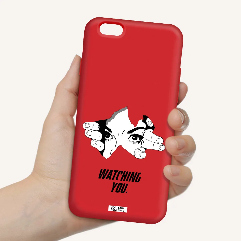 a hand with a hole in the wall Apple iPhone 6 Silicone Imperial Red Case