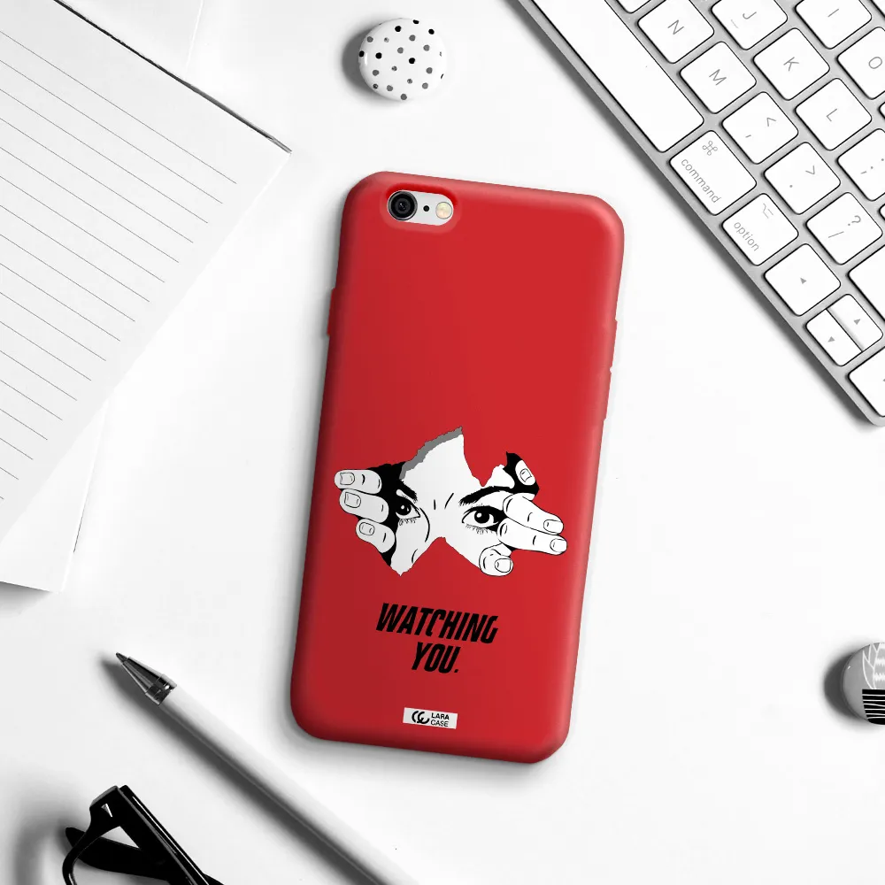 a hand with a hole in the wall Apple iPhone 6 Silicone Imperial Red Case