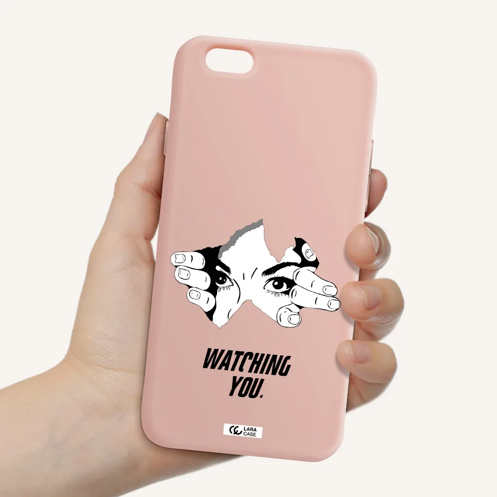 a hand with a hole in the wall Apple iPhone 6 Silicone pastel pink Case