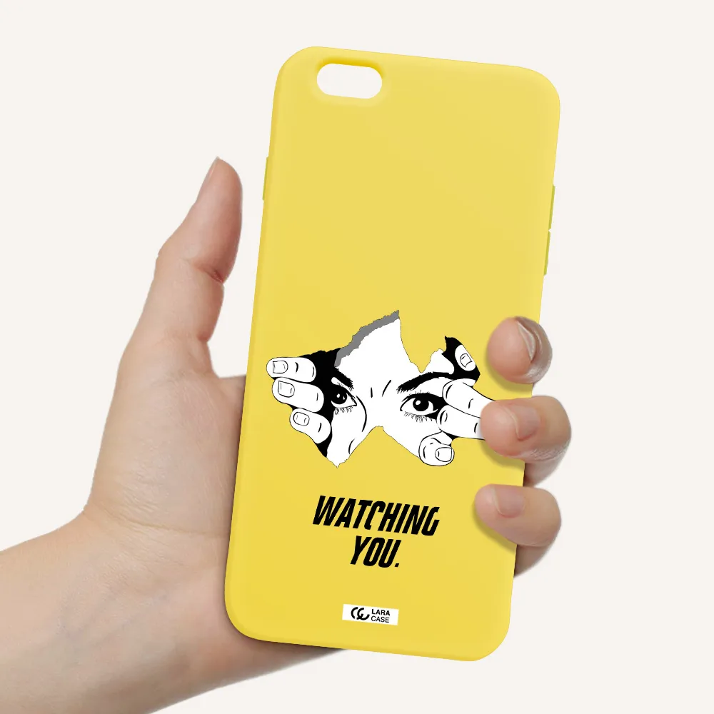 a hand with a hole in the wall Apple iPhone 6S Silicone canary yellow Case