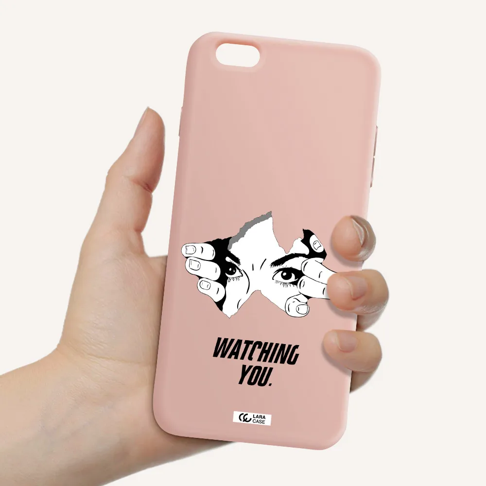 a hand with a hole in the wall Apple iPhone 6S Silicone pastel pink Case