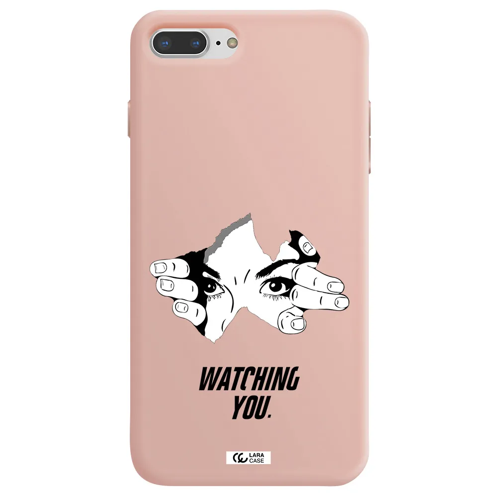 a hand with a hole in the wall Apple iPhone 7 plus Silicone pastel pink Case