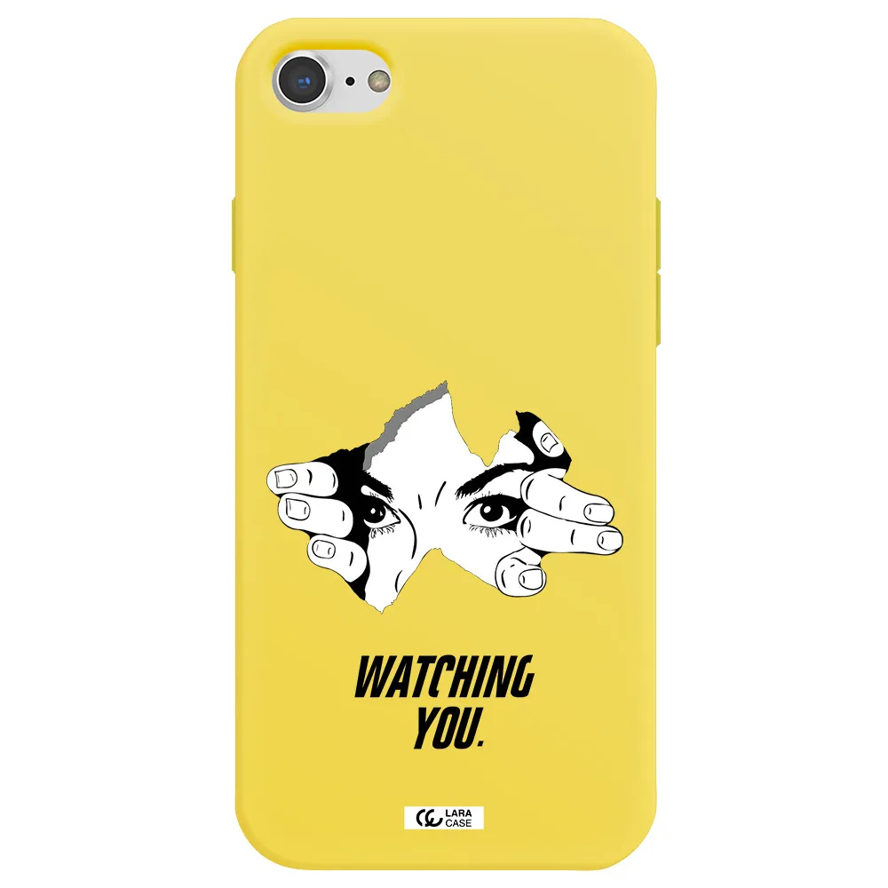 a hand with a hole in the wall Apple iPhone 7 Silicone canary yellow Case