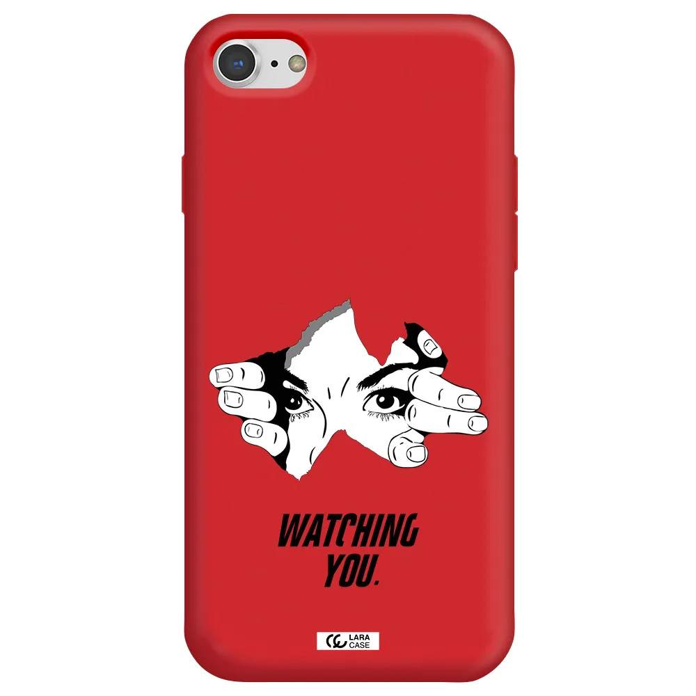 a hand with a hole in the wall Apple iPhone 7 Silicone Imperial Red Case