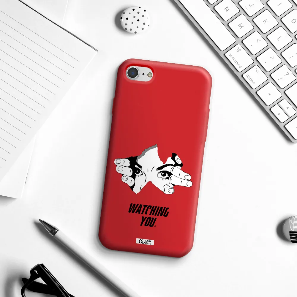 a hand with a hole in the wall Apple iPhone 7 Silicone Imperial Red Case