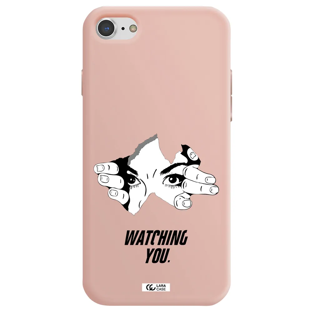 a hand with a hole in the wall Apple iPhone 7 Silicone pastel pink Case