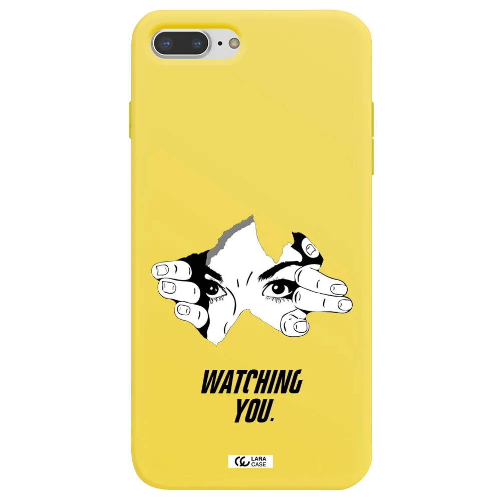 a hand with a hole in the wall Apple iPhone 8 plus Silicone canary yellow Case
