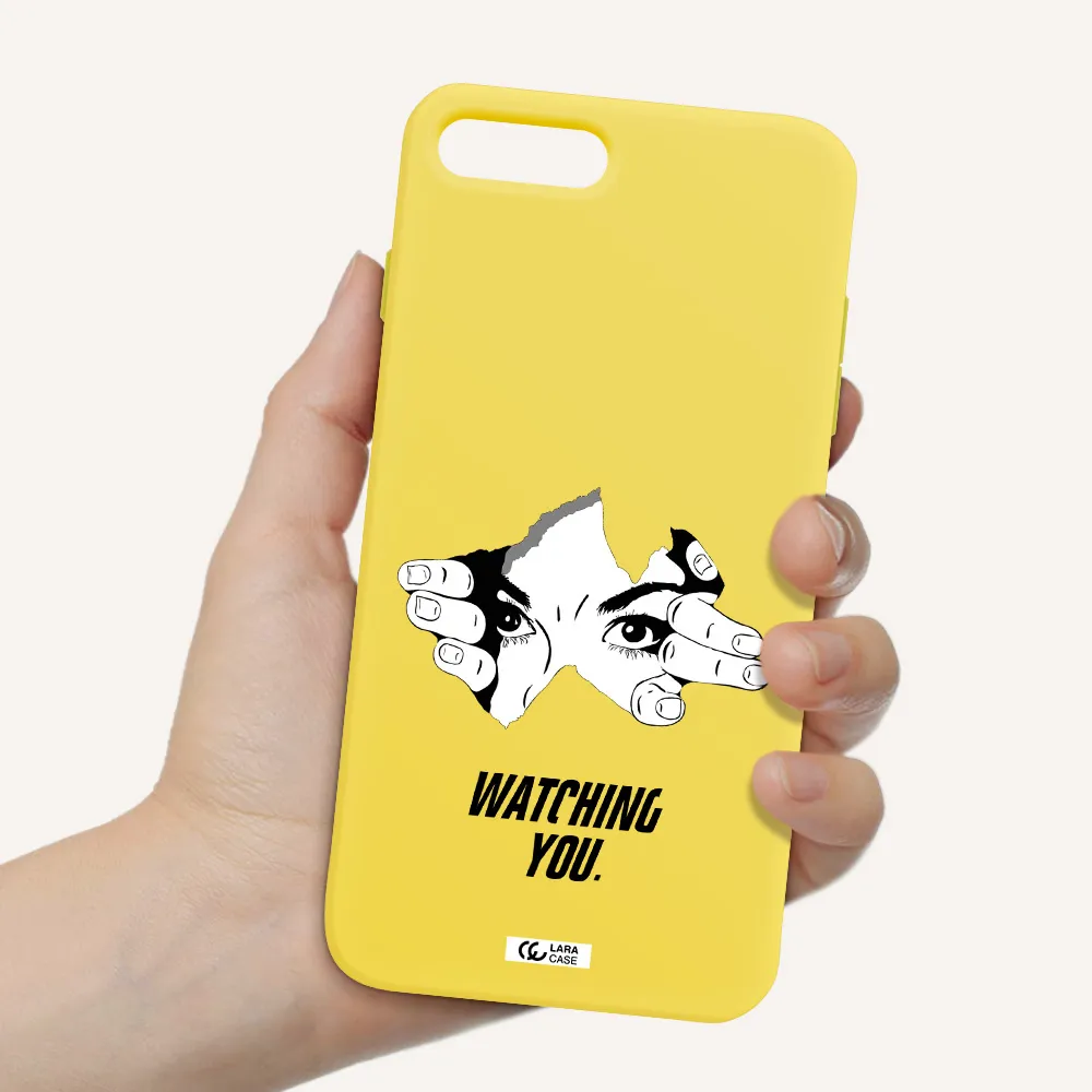 a hand with a hole in the wall Apple iPhone 8 plus Silicone canary yellow Case