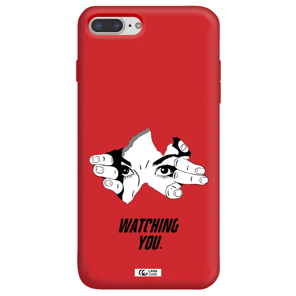 a hand with a hole in the wall Apple iPhone 8 plus Silicone Imperial Red Case