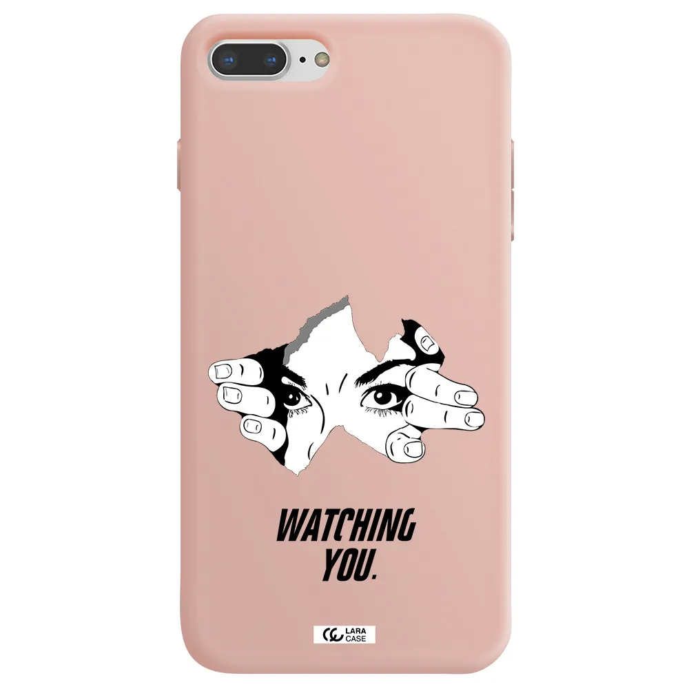 a hand with a hole in the wall Apple iPhone 8 plus Silicone pastel pink Case