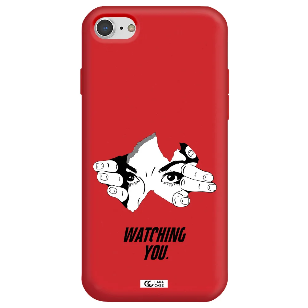 a hand with a hole in the wall Apple iPhone 8 Silicone Imperial Red Case