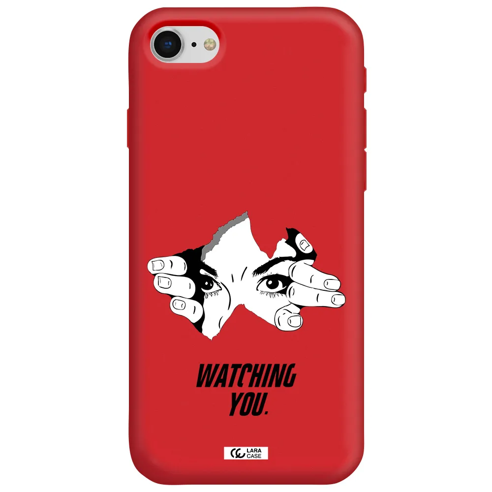 a hand with a hole in the wall Apple iPhone se 2020 Silicone Imperial Red Case