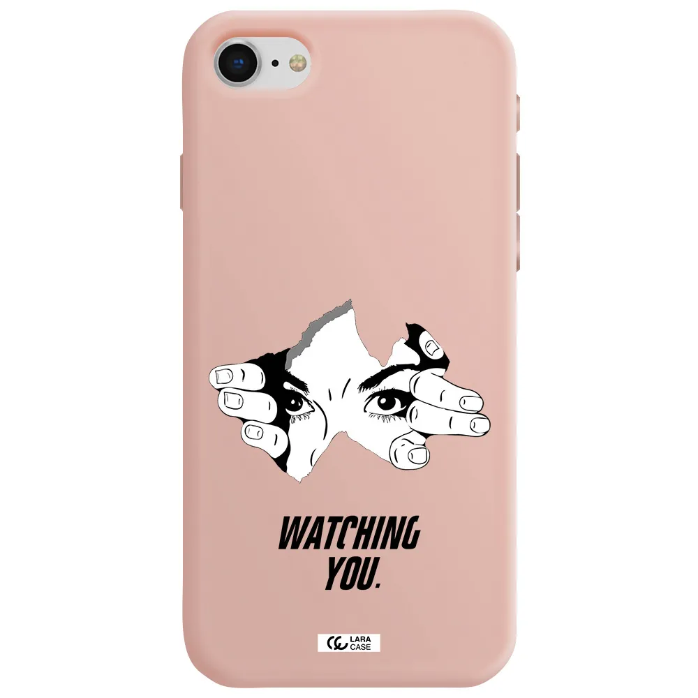 a hand with a hole in the wall Apple iPhone se 2020 Silicone pastel pink Case