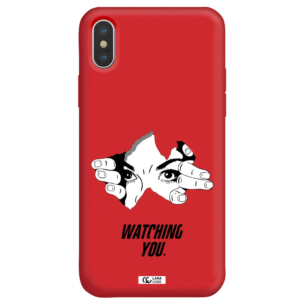a hand with a hole in the wall Apple iPhone X Silicone Imperial Red Case