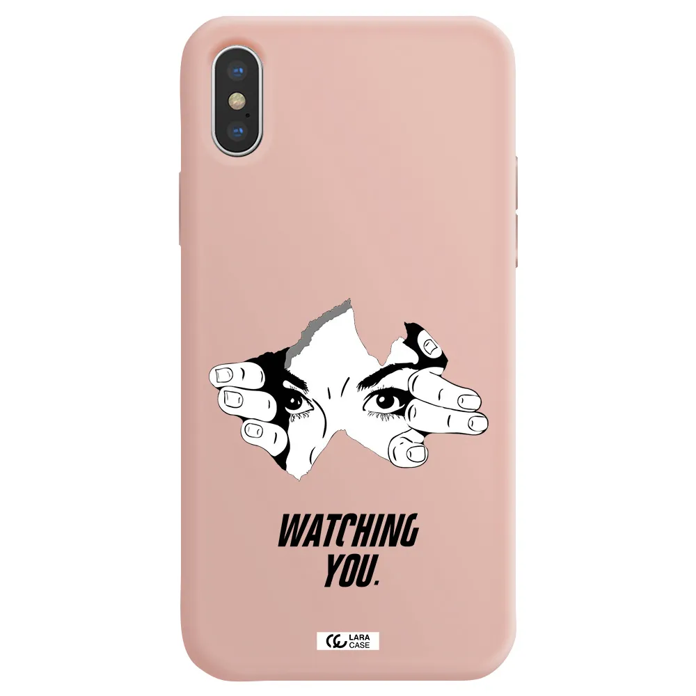a hand with a hole in the wall Apple iPhone X Silicone pastel pink Case