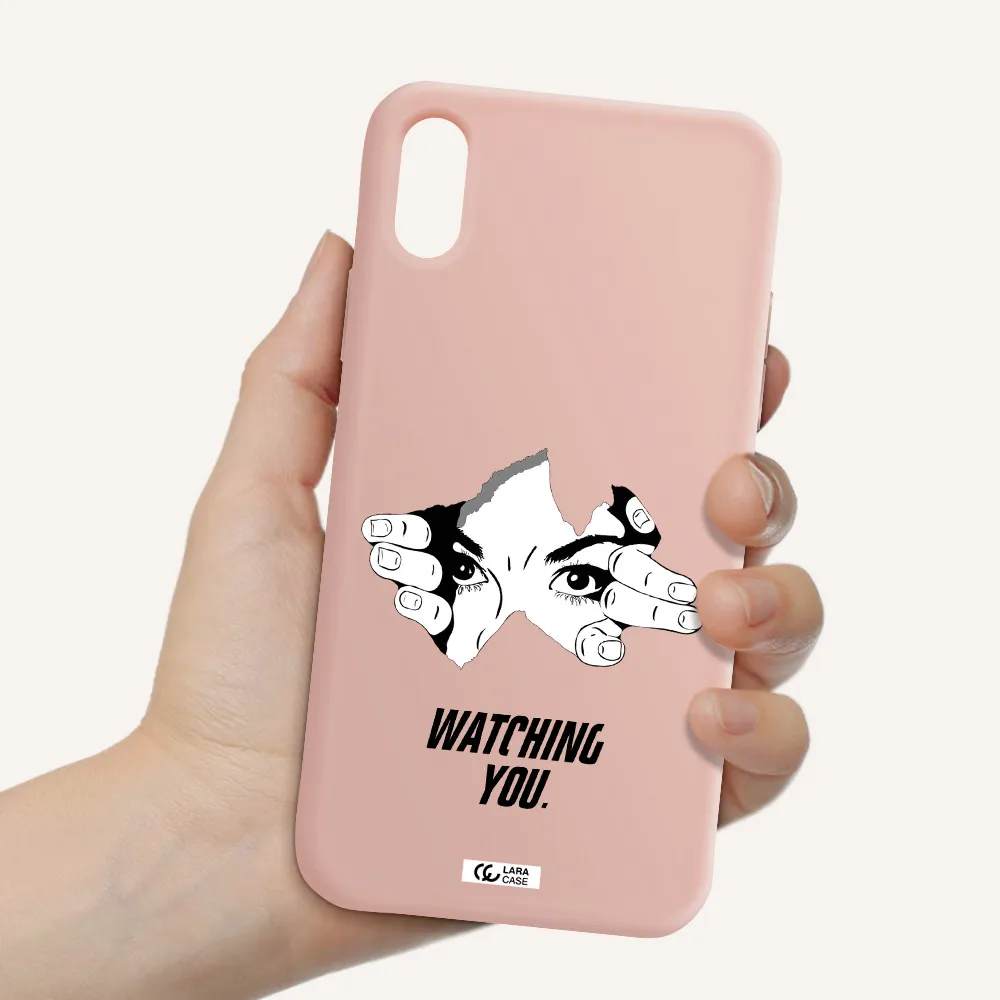 a hand with a hole in the wall Apple iPhone X Silicone pastel pink Case