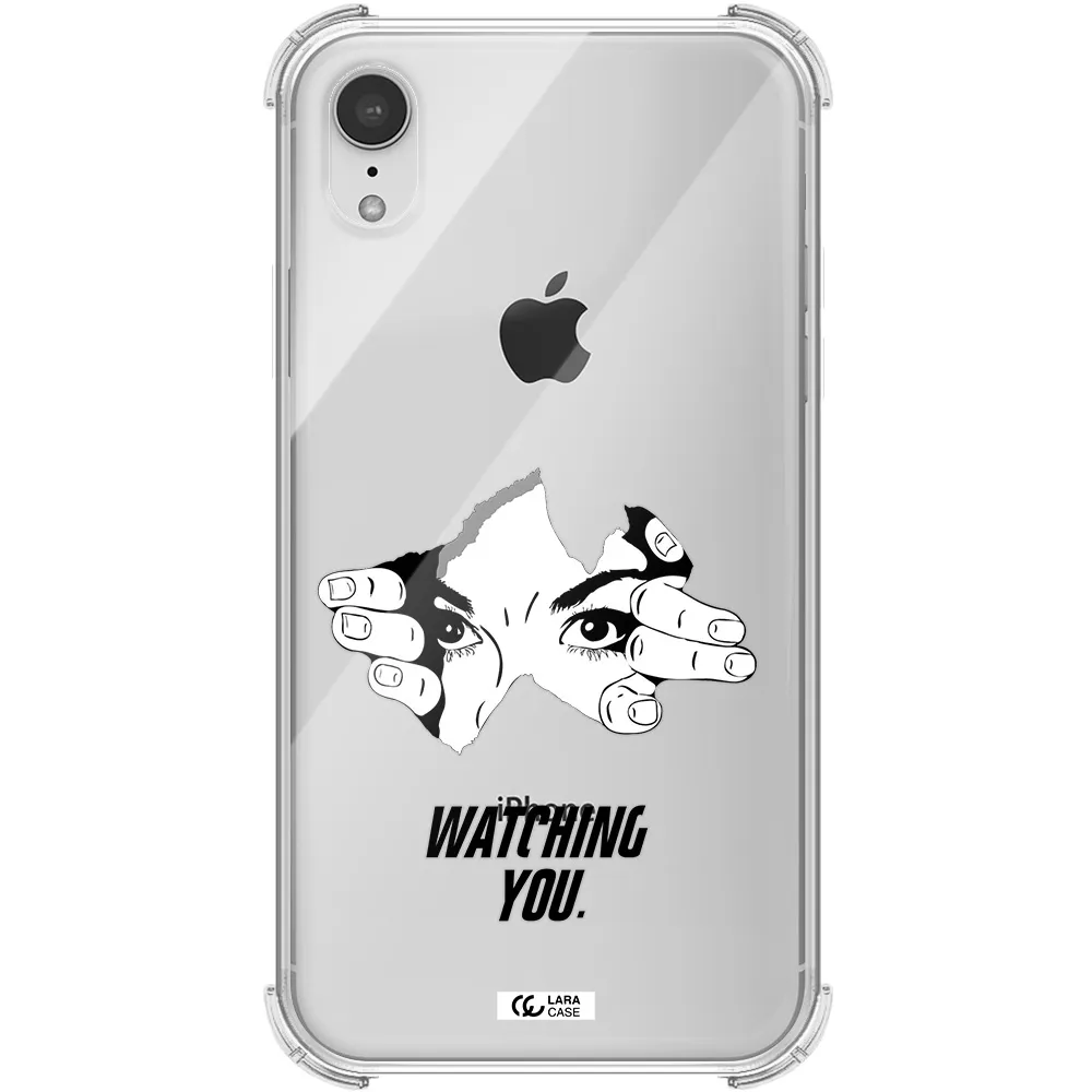 a hand with a hole in the wall Apple iPhone XR Clear PC Case