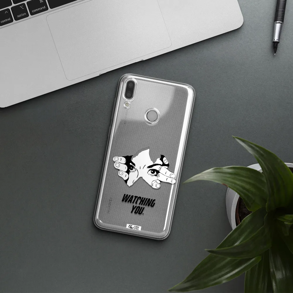 a hand with a hole in the wall Huawei Y7 2019 Clear TPU Case