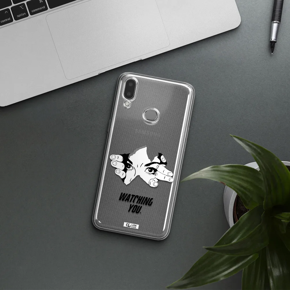 a hand with a hole in the wall Samsung A10S Clear TPU Case