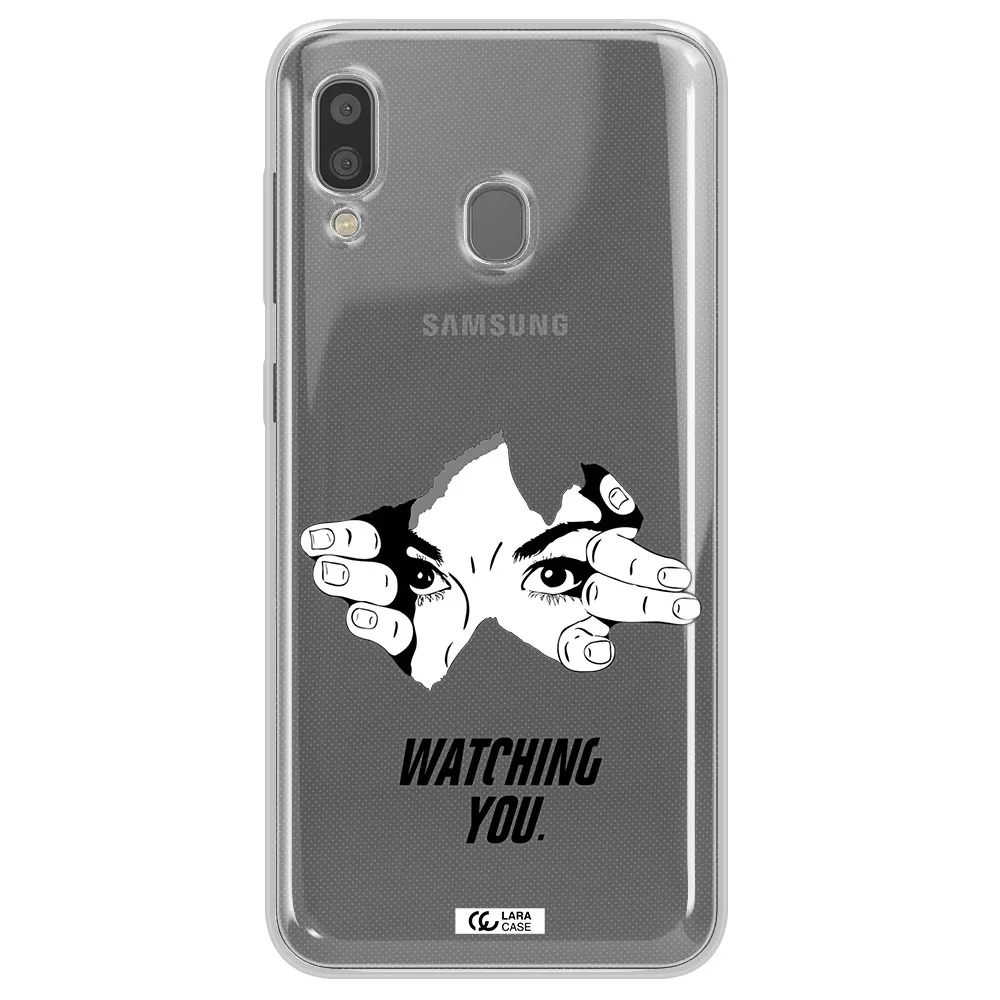 a hand with a hole in the wall Samsung A20 Clear TPU Case