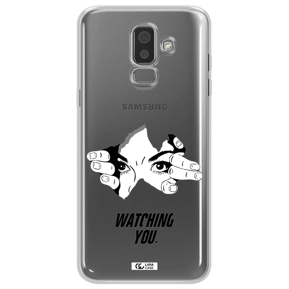a hand with a hole in the wall Samsung J8 Clear TPU Case