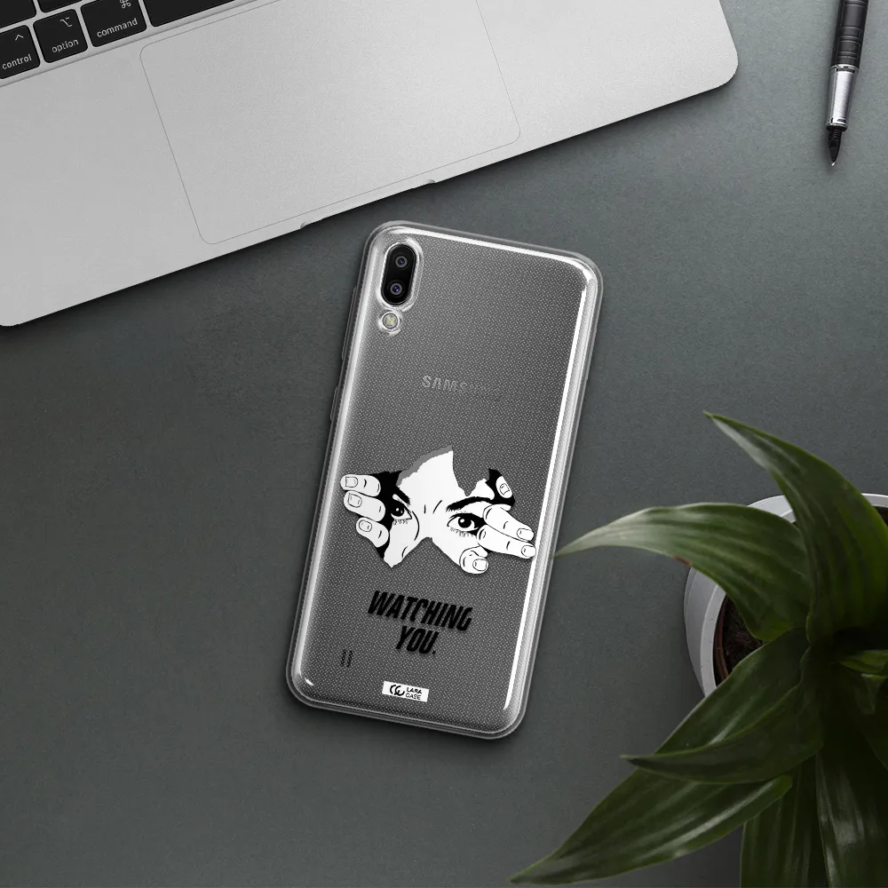 a hand with a hole in the wall Samsung M10 Clear TPU Case