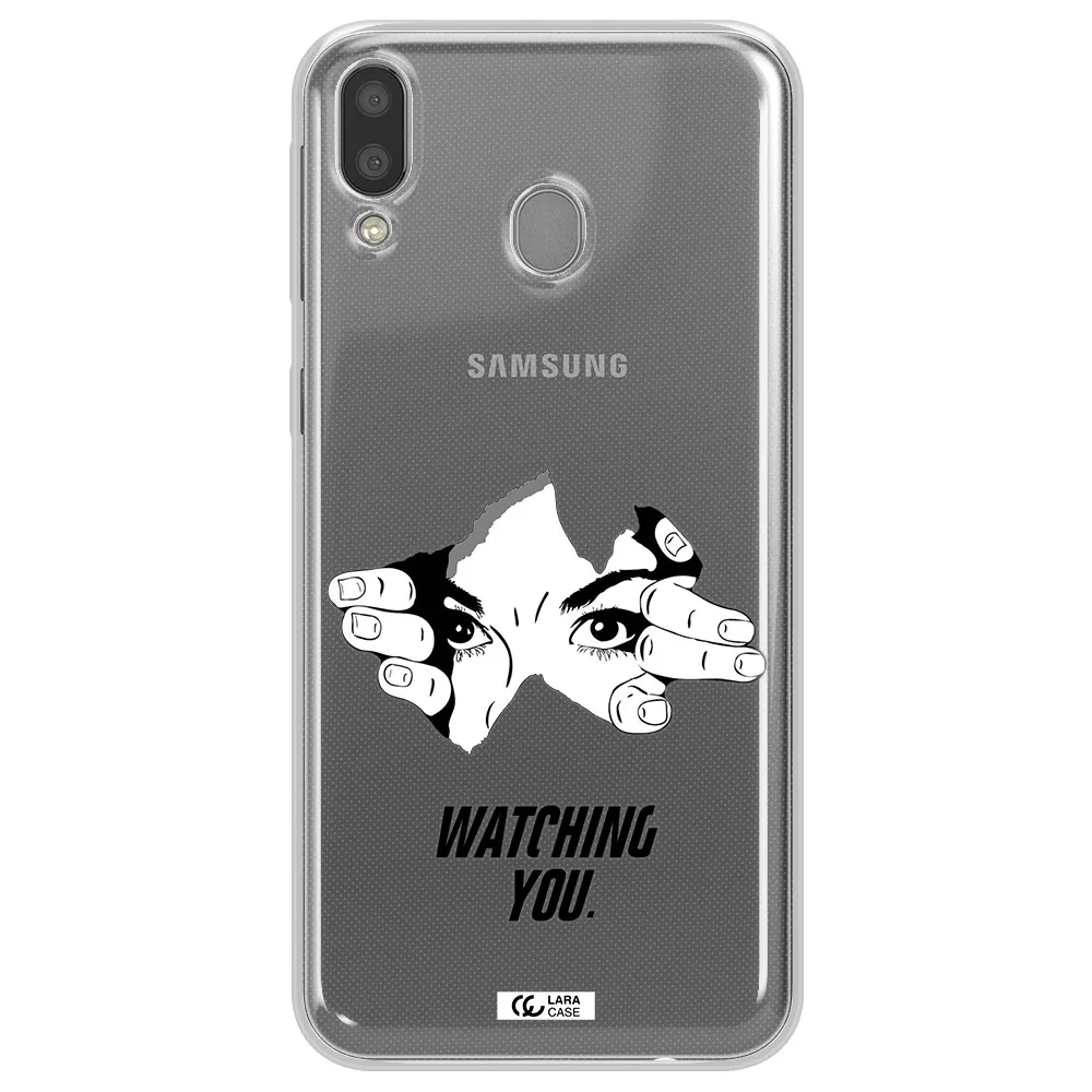 a hand with a hole in the wall Samsung M20 Clear TPU Case