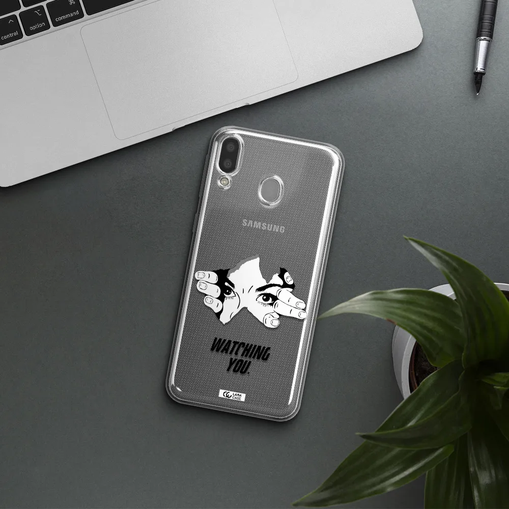 a hand with a hole in the wall Samsung M20 Clear TPU Case