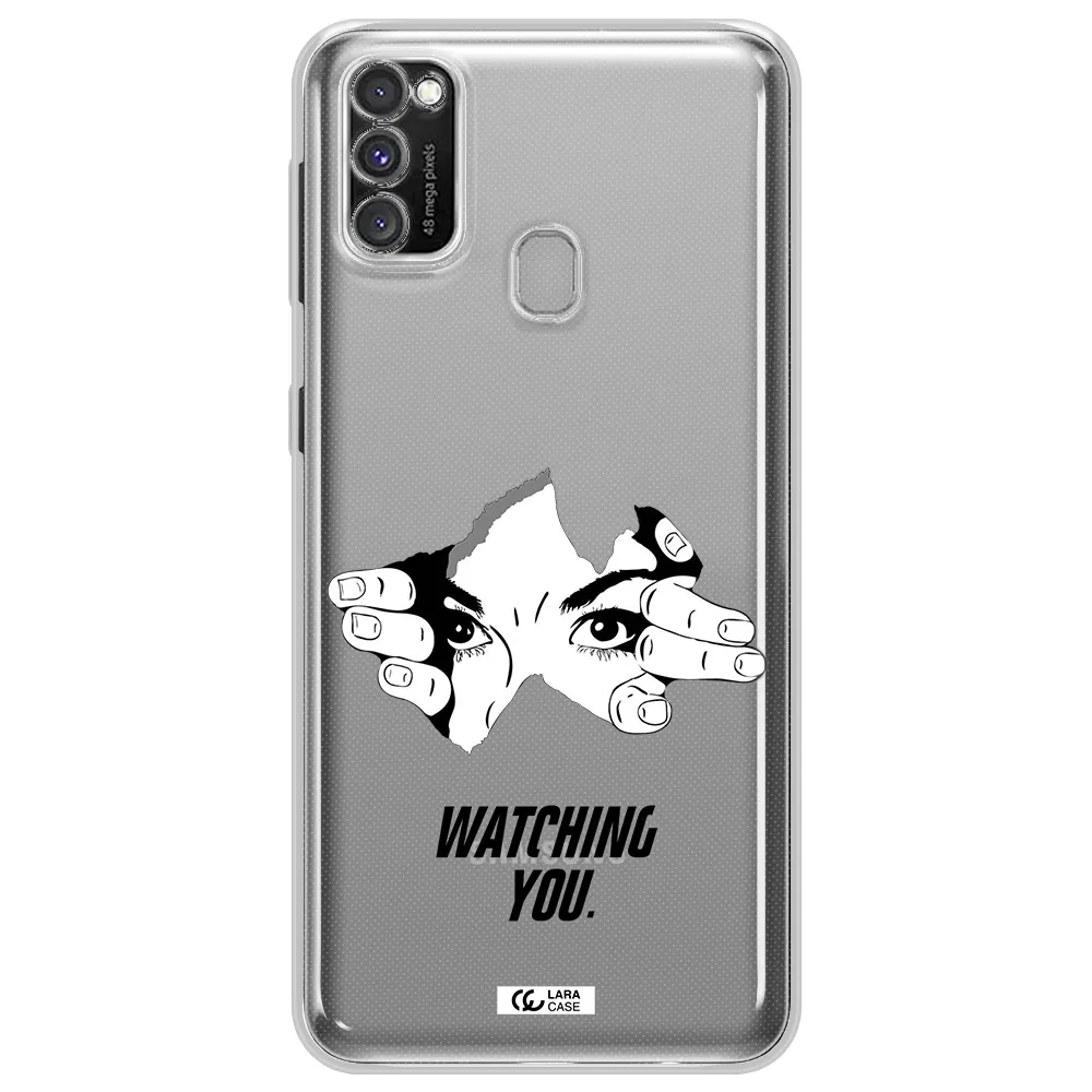a hand with a hole in the wall Samsung M30S Clear TPU Case