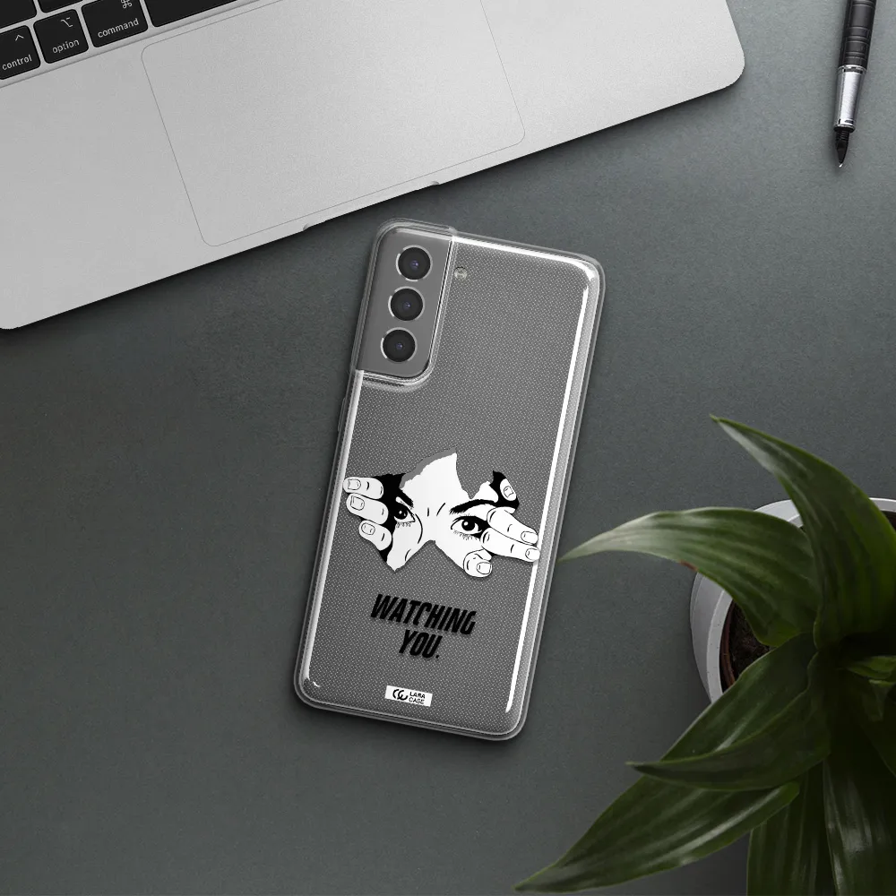 a hand with a hole in the wall Samsung S21 Clear TPU Case