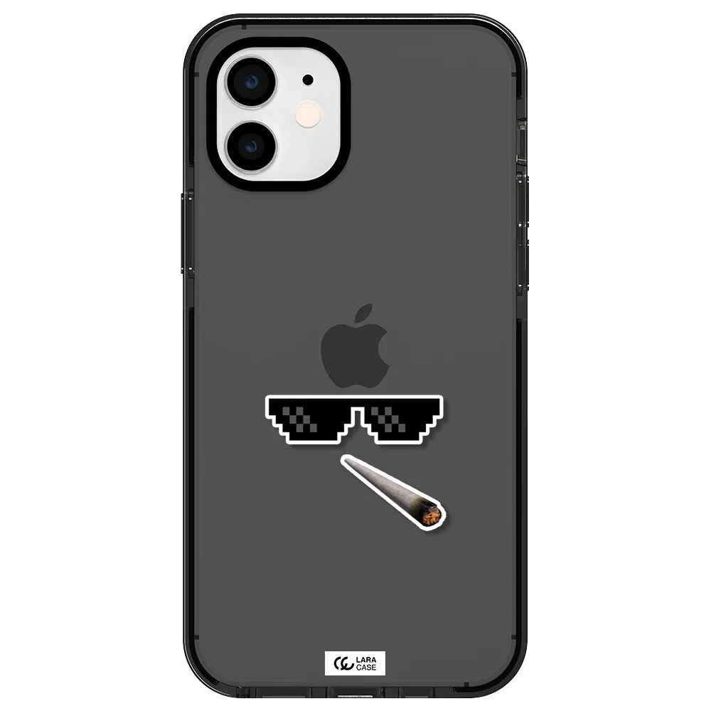 a cigarette and sunglasses Apple iPhone 11 impact Smoke Black Case