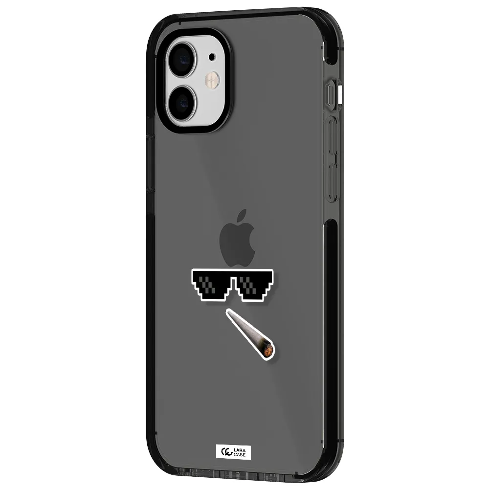 a cigarette and sunglasses Apple iPhone 11 impact Smoke Black Case