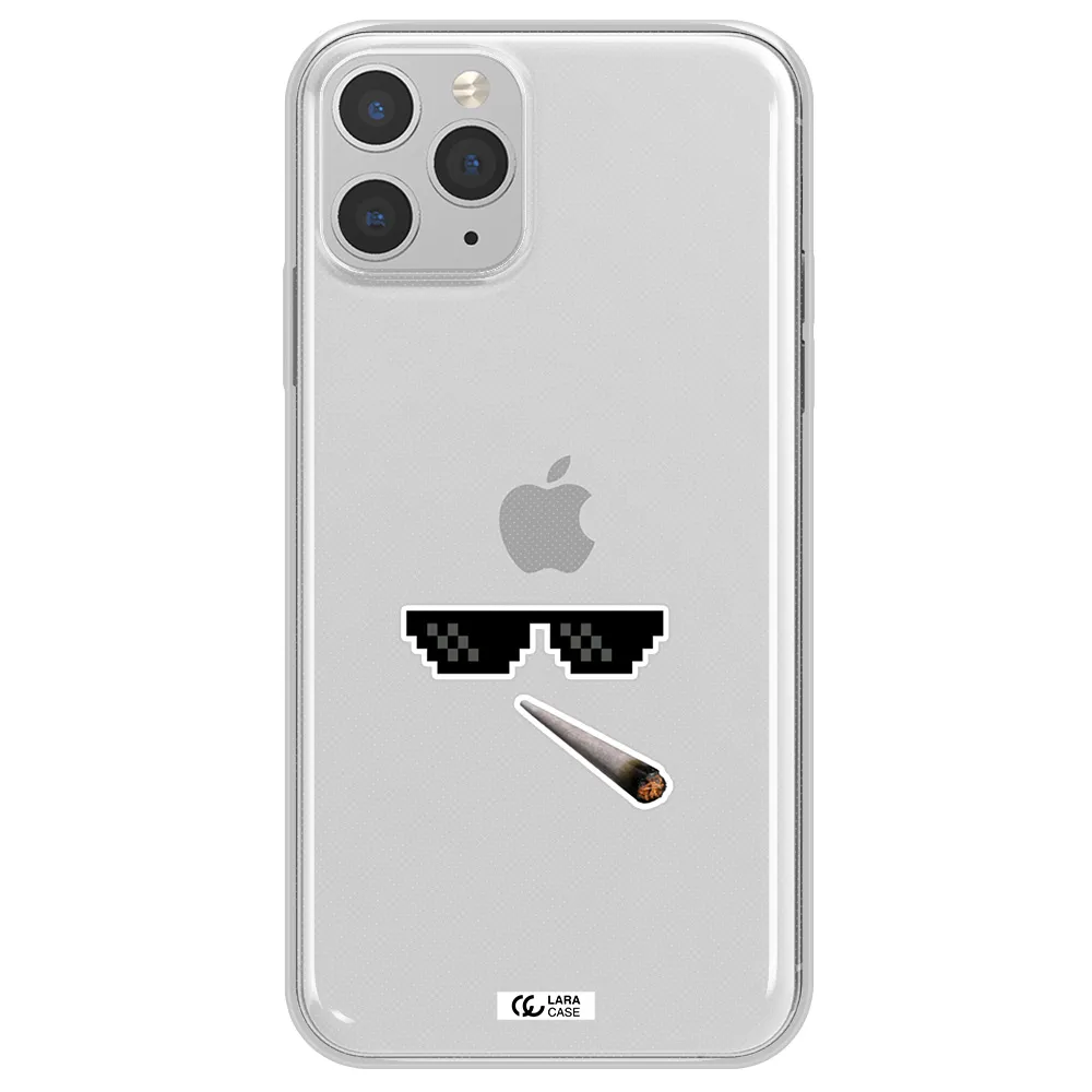 a cigarette and sunglasses Apple iPhone 11 pro Clear TPU Case