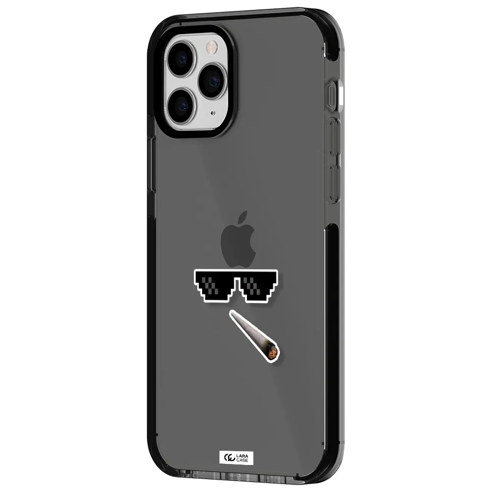 a cigarette and sunglasses Apple iPhone 11 pro impact Smoke Black Case