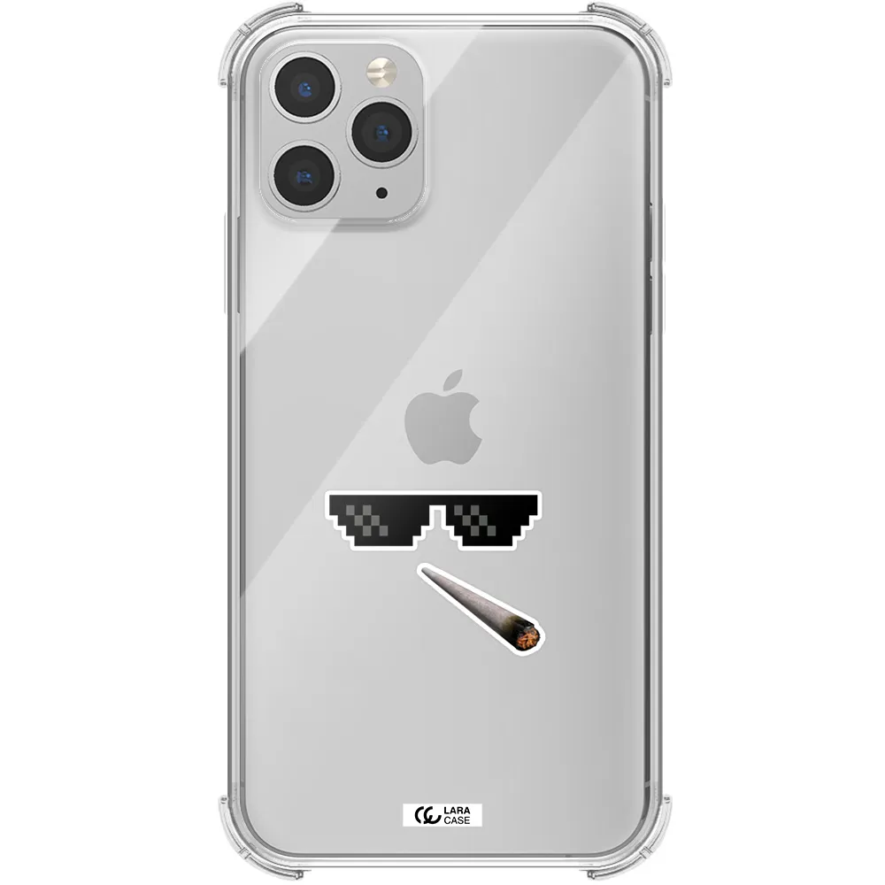 a cigarette and sunglasses Apple iPhone 11 pro max Clear PC Case