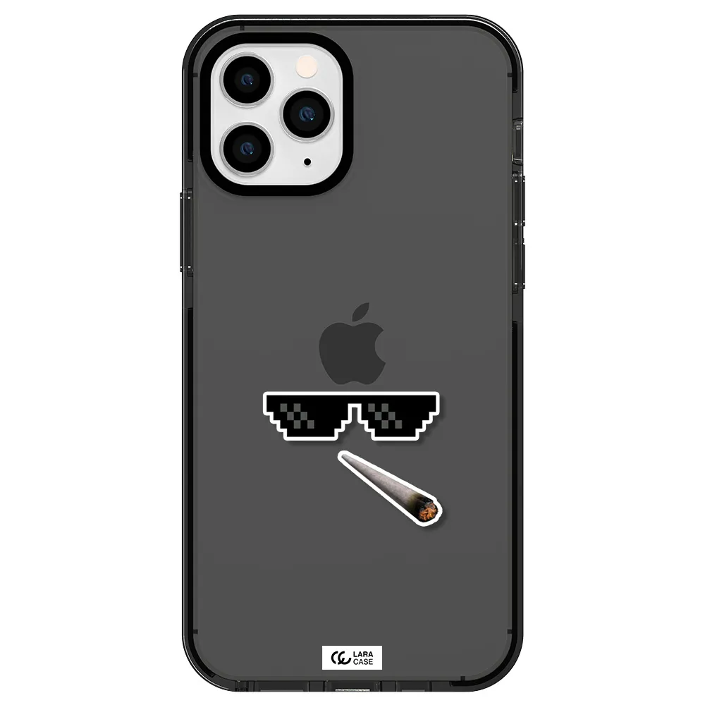 a cigarette and sunglasses Apple iPhone 11 pro max impact Smoke Black Case