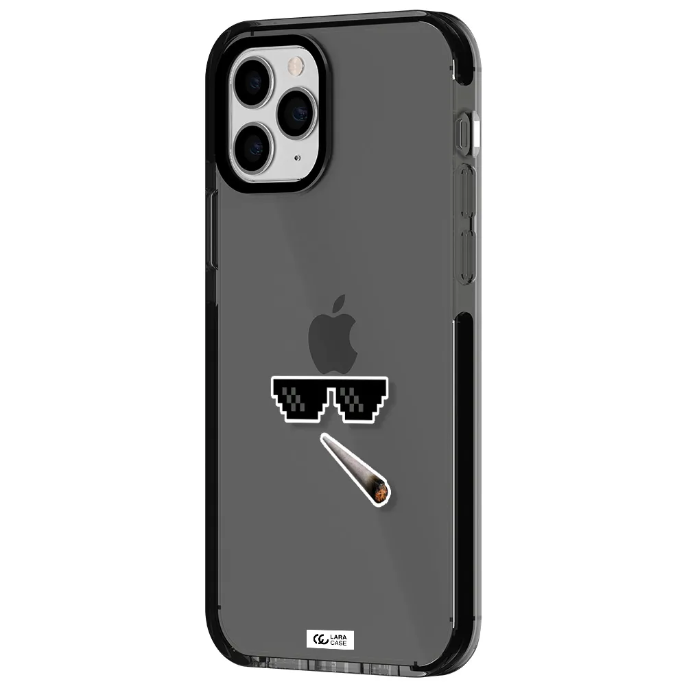 a cigarette and sunglasses Apple iPhone 11 pro max impact Smoke Black Case