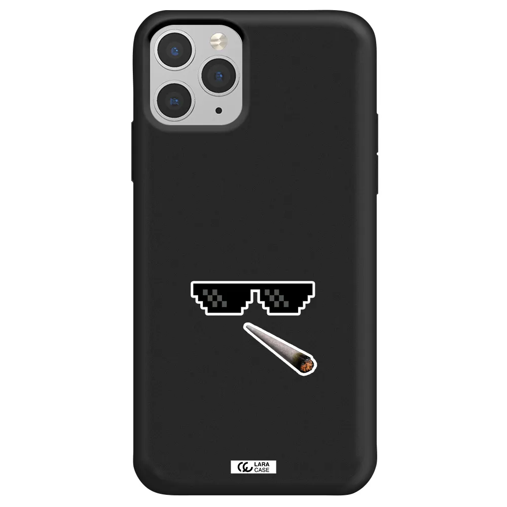 a cigarette and sunglasses Apple iPhone 11 pro max Silicone black Case