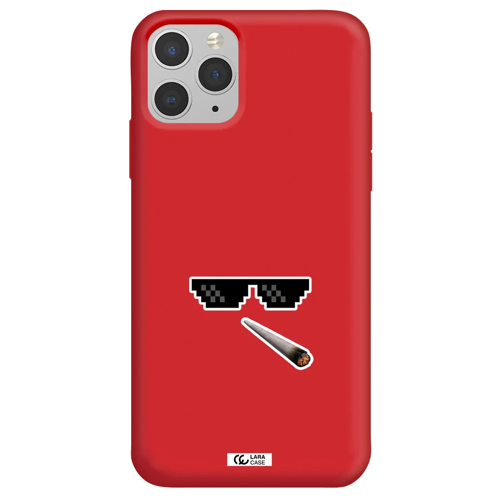 a cigarette and sunglasses Apple iPhone 11 pro Silicone Imperial Red Case