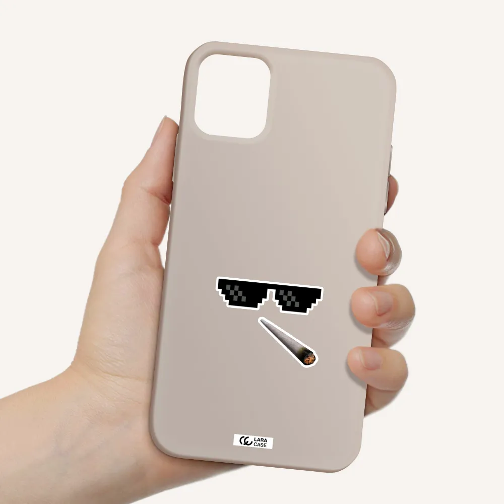 a cigarette and sunglasses Apple iPhone 11 Silicone Stone Case