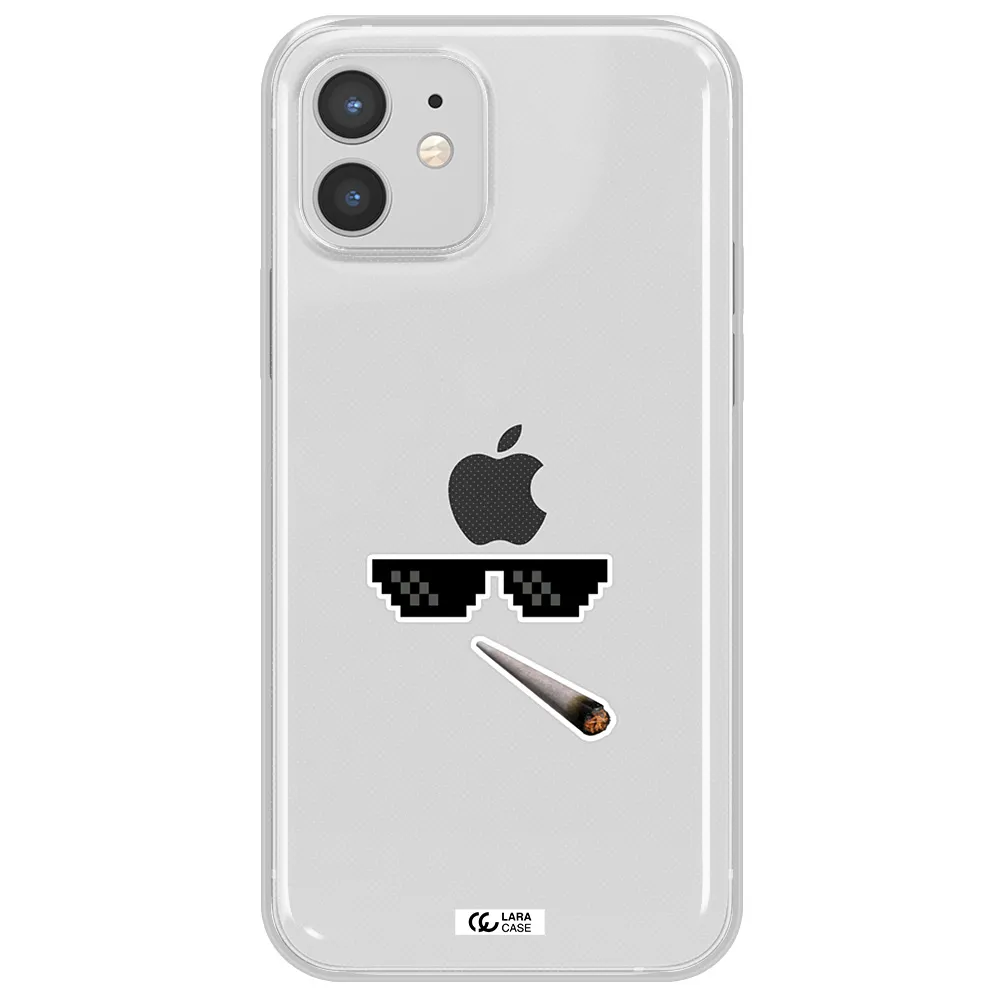 a cigarette and sunglasses Apple iPhone 12 mini Clear TPU Case