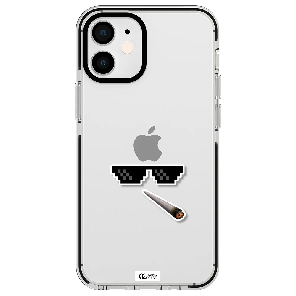 a cigarette and sunglasses Apple iPhone 12 mini impact black border Case